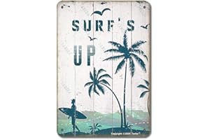 TARIKA Affiche décorative en métal style vintage Surf'S Up Beach 20,3 x 30,5 cm pour la maison, la cuisine, la salle de bain, la ferme, le jardin