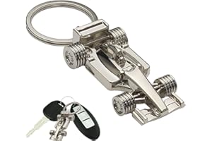 SHENLONG 1pcs Sport Keyring KeyChain,Silver Racing Car Keyring,Metal Accessories,Car Key Ring Chain Metal Keychain,Car Fanatics Model Keychain Gift Boy Men