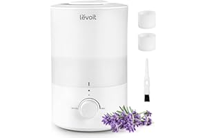 LEVOIT 3L Humidifiers for Bedroom Baby Room with Night Light, Cool Mist Humidifier for Home, Office & Plant, Auto-Off, Up to 25H for 27 ㎡, Quiet Operation with 360° Rotation Nozzle- 2 Filter Sponge
