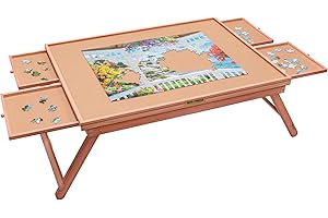 Bits and Pieces Jumbo Puzzle Meseta de Madera Tumbona con Tapa-Smooth Sistema de Almacenamiento Fibra de Madera Superficie de Trabajo Puzzle