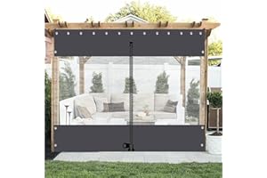 AMDHZ Pergola Waterproof Side Panels Transparent Outdoor Weatherproof Curtains Plastic Tarpaulin for Terraces with Eyelets, Customizable (Color : Clear gray B, Size : 3.20x2.50m)
