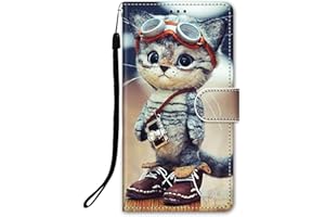 DiaryTown Funda para Samsung Galaxy A55 5G Cartera Carcasa Silicona TPU Libro de PU Cuero Tapa Flip Folio Case Dibujos Ranura Tarjeta Función Soporte Antigolpes Protectora Cover, Gato Marrón