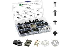Realure 80 Stück Blechmutter Schraube Mutter Clip Kit, mit Klemmscheiben Hitzeschutzblech, Karosserieschrauben & U Type Karosserie Clips, Auto Befestigungsbox Set für Befestigen & Reparieren Autoteil