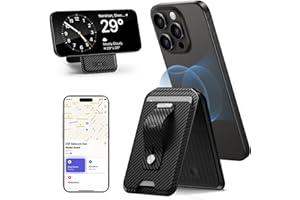 ESR für Magsafe Wallet, Geo iPhone Wallet Ständer, Funktioniert mit Find My, Geldbörse Tracker, für Magsafe Kartenhalter für iPhone 17/16/15/14/13/12, Nicht für 13/12 Mini, Schwarze Kohlefaser