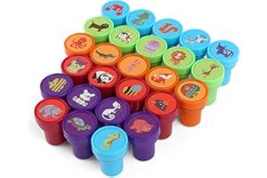 Kesote 26Pcs Animal Ink Stamps Assorted Ink Stampers Mixed Colors Stamps for Party Bags Filler Loot Prize Bags Filler Gift for Kids