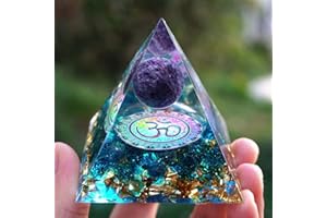 ycyingcheng Pyramid Ogan Crystal Energy Tower Nature Reiki Chakra Crushed Stone, Ganesha Pattern Wisdom Wealth Crystal Orgone Pyramid Amethyst Ball Courage Healing Christmas Thanksgiving Gift