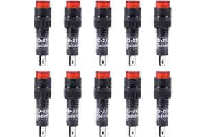 sourcing map Indicator Lights DC 24V, NXD-215 Red Neon Bulb, Flush Panel Mount 5/16" 8mm, 10Pcs