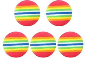 CUSROS Lot de 5 balles rebondissantes en mousse EVA pour chat Motif rayures arc-en-ciel