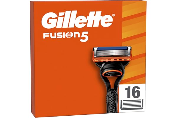 Gillette Fusion5 Recharges De Lames De Rasoir Pour Homme, 16 Recharges De Lames, Avec Cinq Lames Anti-Friction Pour Un Rasage De Près
