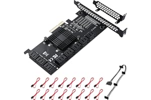 MZHOU Scheda di espansione controller PCIe SATA 6 Gbps SATA 3.0 a 16 porte per slot PCIe X4/X8/X16 (Chip ASM1166)