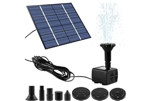 FYEME Fontaine solaire DIY Pompe de bassin de jardin Pompe à eau Panneau solaire avec 5 styles de fontaine pour étang de jardin, bain d'oiseaux, réservoir à poissons, petit étang
