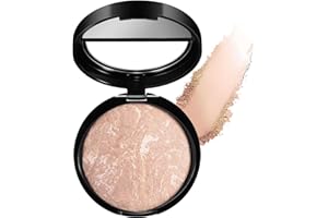 MEITREND Baked Foundation For Mature Skin, Brighten Color Correcting Powder Foundation Full Coverage for Face, Lasting Oil-control Shimmer Natural Smooth Makeup, Cover Fine Lines, Blemishes (Light Beige)