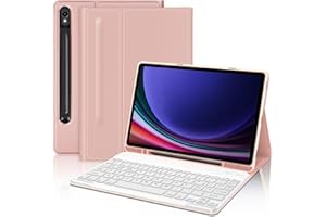 FOGARI Étui avec clavier pour Samsung Galaxy Tab S9 FE /S9 10,9/11 pouces - Avec porte-stylo, étui avec clavier - disposition italienne Bluetooth magnétique amovible clavier, rose