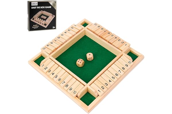 GGesii Shut The Box Jeu de Dés en Bois, Shut The Box Jeu de Table en Bois, Jeu de Dés Shut The Box 4 Joueurs Jeu de Mathématiques, pour Salle de Classe, Maison, Fête (Vert)