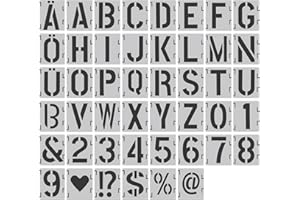 XIAONIU 46 Stück Buchstaben Schablone Kunststoff Deutsche Alphabete, (Ca.5cm) Wiederverwendbare Buchstaben Schablonen, Zahlen Zeichen Schablonen, für Malerei auf Wand Wohnkultur DIY und Handwerk