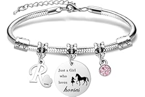 COEROW 26 Initial Letters Horse Bracelets Just A Girls Who Loves Horse Horse Bracelet for Women Girls