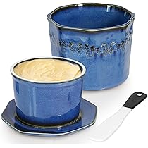 Boterpot voor op het aanrecht met waterlijn, boterpot met deksel