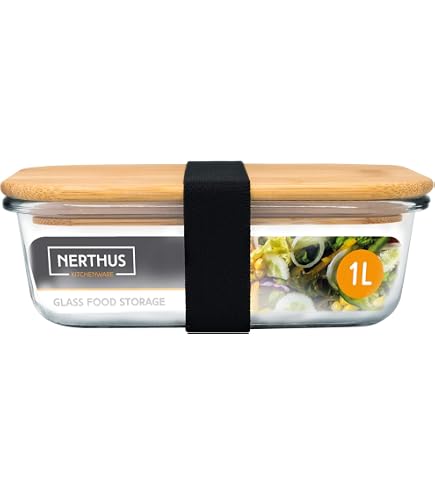 Cofan 3er Set Lunchboxen Aus Borosilikatglas – Mit Bambus-Deckel, 640–1520 Ml, Spülmaschinenfest