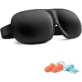 Masque de Nuit, Masque de Sommeil pour Homme Femme, Trilancer Masque de Voyage 3D Anti-lumière, avec 2 Bouchons d'oreilles (N