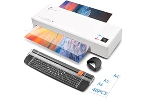 Buyounger Laminator with 40 Pouches, A4 Laminator Machine Thermal and Cold with Paper Trimmer & Corner Rounder, 9 Inches Laminating Machine for Home School Office