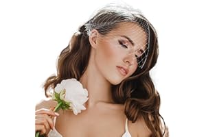 NICENEEDED Tulle Birdcage Veil Hair comb, Lace Applique Bridal Veil with combs for Tea Party Decoration, Non-slip Flower Bride Wedding Fascinator for Women and Girls