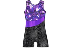 XiaoMoSha Gymnastics Leotards for Girls Sleeveless Dance Unitards Ribbon Sparkle Leotard Gymnastics Athletic for Little Girls 3-14 Years