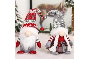 BARAKYEG Decoracion Navidad,Gnomo Navidad Juego de 2,Muñecos de Navidads Llevando un Gorro de Punto,Muñeco Sin Rostro,Figuras Navidads,para Decoración Navideña y Regalos,Decoración de Mesa,