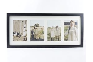 TIME HOME DEVELOPMENT Marco foto múltiple con paspartú para collage de fotos 10x15 para mesa o pared (4 FOTOS, NEGRO)