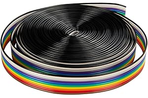 Urcianow 5 Metros 10 Pines Arco Iris Color Cinta Plana IDC Cable de Alambre Flexible Cable Plano de 10 Pines 1.27 mm Ancho de Cable de cables planos para conectores de 2,54 mm
