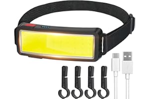 DARKBEAM LED Lampada frontale Torcia ad alto lume USB Ricaricabile COB Proiettore Faro leggero impermeabile - Manutenzione e costruzione dell'auto - Luce da lavoro per casco -Ciclismo Pesca all'aperto