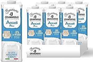 Granarolo Benessere Accadì Plus Parzialmente Scremato UHT, 6 Confezioni da 1L, da Latte 100% Italiano, Senza Lattosio (<0,01%), a Lunga Conservazione