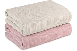 GLLQUEN BABY Baby Blankets for Newborn Soft 2 Pack, Muslin Cotton Baby Boy or Girl Blanket 95x100cm, Swaddle Blanket for Newborn, Shower Gifts for New Moms（Peach）