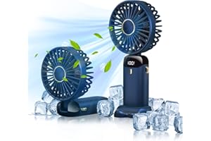 mebiusyhc Mini ventilateur portable personnel à suspendre à 90° réglable rechargeable par USB 4000 mAh 5 vitesses pour la maison,le bureau,les voyages,l'extérieur,l'école (bleu)