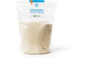 ‎PAKKA Bio Fairtrade aromatische Premium Kokosraspel zart-fein, 1000gr – 1 kg, Sri Lanka Vollfett-Kokos, Kokosnüsse, desiccated Coconut, vegan, Familienpackung, von Menschenhand geerntet, Value-Pack