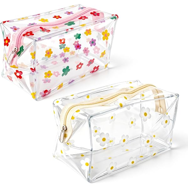 Durchsichtige Kosmetiktasche Mit Blumenmuster – Wasserdicht, Reißverschluss, 19 Cm, Perfekt Für Make-up, Reisen & Organisation!