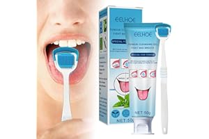 ulapithi Tongue Cleaning Gel with Brush | Oral Care Removes for Oral Odor Fresh Breath Tongue Coating Cleaning Bad Breath Treatmen t for Adults