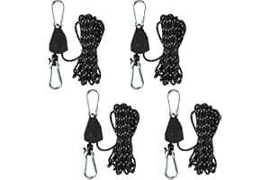 GEBRAZY 4 Stück Verstellbarer Seil Ratsche, 4m Abspannseile mit Seilspanner, 4mm Leichte Abspannleine Zeltschnur Einstellbare Seilratsche mit Haken für Campingzelte Markisen (Schwarz)