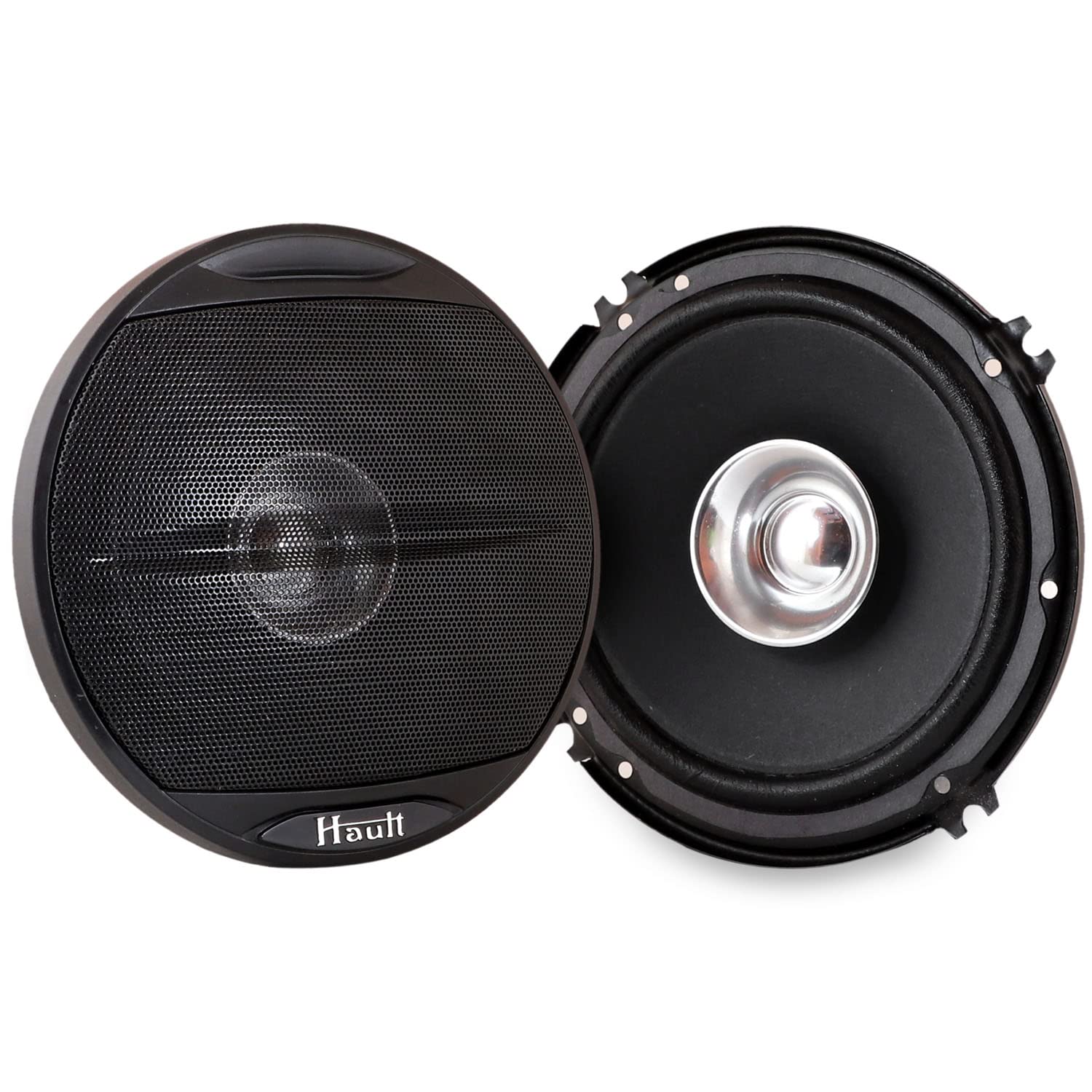HAULT HT-602 6" Inch | Round Shape | Dual Cone High Performance Car Speaker | Car Door Speaker with Hi-Res Audio 290Watt | Set of 2Pcs (Black)