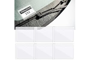 SEMINISMAR Auto Parkschein Clip,Parkschein-Taschen,Glasmagnet Parkausweishalter Windschutzscheibe Parkausweis Halter Hülle -Parklizenz Selbsthaftend,Transparente Klebetasche für Auto Genehmigungen, 6 Stück
