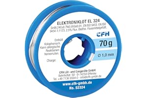 CFH Elektroniklot EL 324 – Lötzinn Ø 1,0 mm, 70 g, flussmittelgefüllt, bleifrei, ideales Lot für präzise Feinlötungen in der Elektronik und Elektrotechnik, hochwertige Qualität, Made in Germany