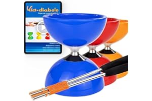 Juggle Dream Carousel Diabolo Jonglage Set - Essieu Triple Roulement à Billes + des Baguettes en Aluminium, et Vidéo d'apprentissage en Ligne (Bleu)