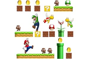 Mario Wandtattoo, Mario Wandsticker, 3D Wandaufkleber, Wandtattoo zimmer, WlsqDE Marrio Poster, Geeignet für Wohnzimmer, zimmer, Wanddekoration(Größe: 30 x 90 cmx2 Stück)
