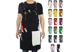Stenffy Kitchen Apron, Cotton Canvas, Adjustable Cross Back, Artist, Painting, Carpenter Work Apron for Men, Women, Plus Size