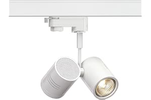 SLV 152231 triphasé 2 LED, projecteur Plafond, plafonnier, système sur Rails, éclairage d'intérieur/GU10, Aluminium, GU10, BIMA Spot Deux-Flammes QPAR51 50W Blanc Mate