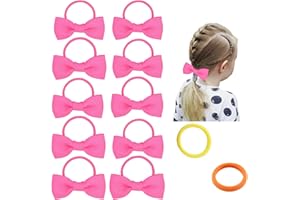 JYCY 10pcs 2 Inches Baby Bows for Girls Bows Hair Ties Baby Hair Bands Baby Hair Bobbles Bows Hair Ties School Hair Accessories Bow Bobbles Fit School Cheerleading Christmas Hairbands (Deep pink)