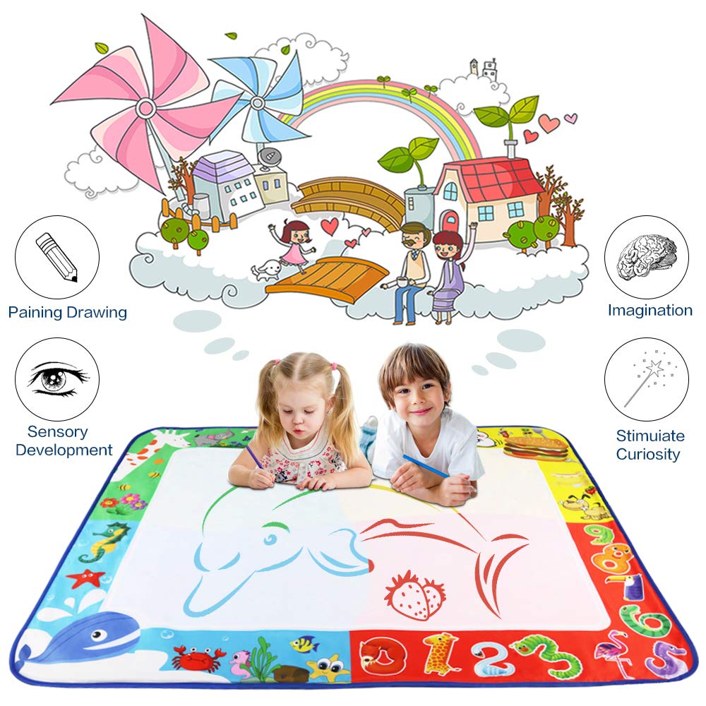 Da Heng Tapis Dessin Enfant 11090cm Tapis De Dessin Eau Tapis Aquadoodle 5 Stylos à Eau Avec 4 Couleurs Et Livret De Dessin Etc Cadeaux Jouets