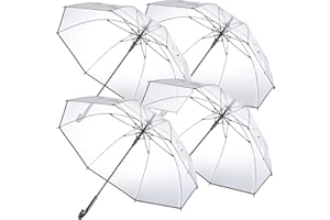 ‎CARLO MILANO Carlo Milano Schirm: 4er-Set transparente Stock-Regenschirme, Stahl & Fiberglas, Ø 100 cm (Glockenregenschirm, Regenschirm transparent Automatik, wasserdicht)