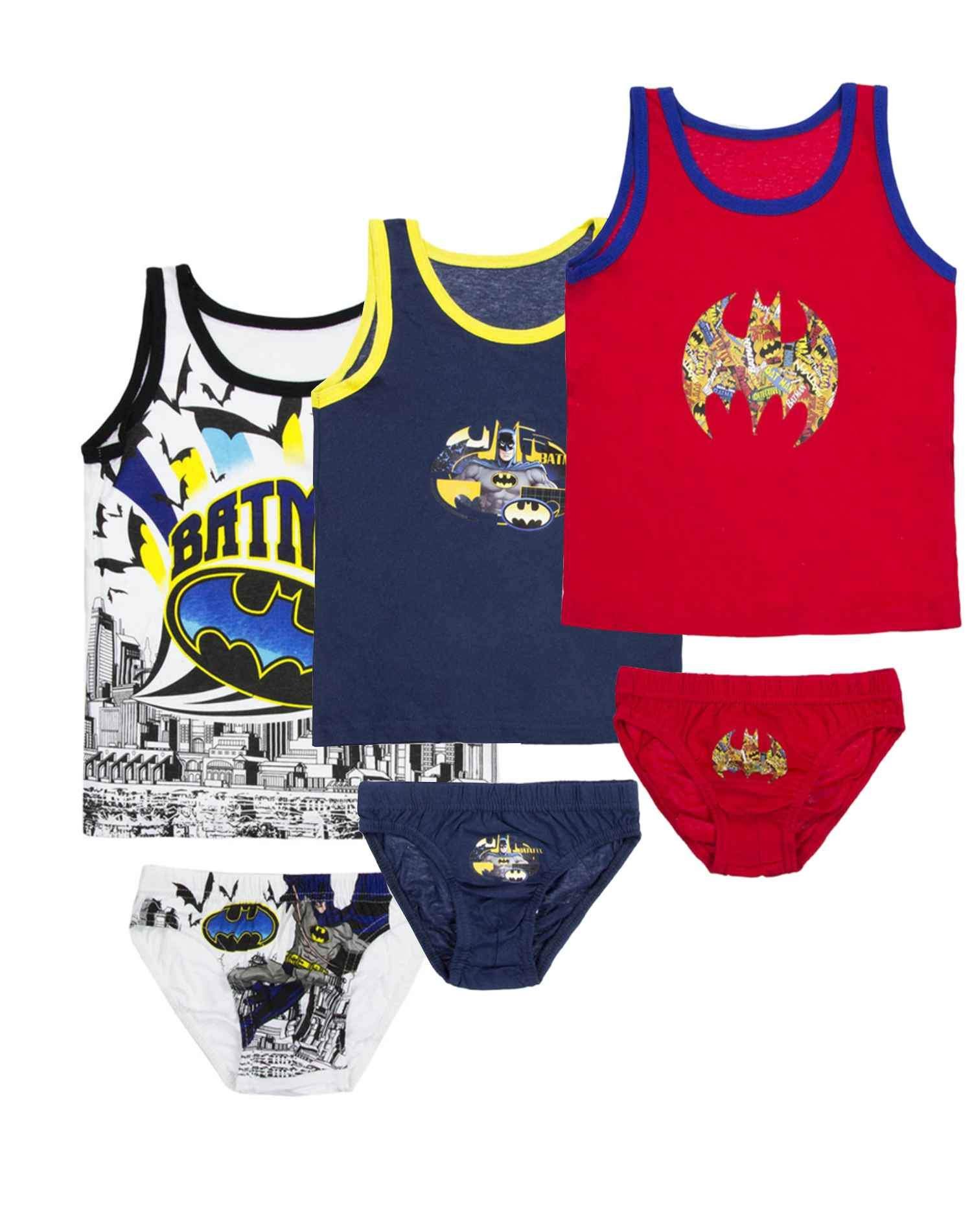 Junger-Offizielle-Batman-6-Stck-Weste-und-Knicker-Unterwsche-Set-Alter-von-2-bis-8-Jahren