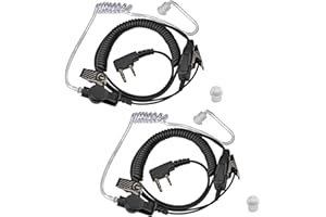 HYSHIKRA Auricolari Radio Sound Tube - Jack 2 Pin - PTT con Microfono - Trasparenti con Clip di Tenuta - Cuffie Auricolari Compatibili con Kenwood Baofeng UV5R Radio Bidirezionale (2 pezzi)