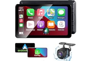AONEREX Wireless Apple CarPlay Android Auto Screen, Car Stereo 7" Touch Screen with HD Reversing Camera Portable Navigation Radio Vedio Player with Bluetooth WiFi, Live Navigation, Voice Control, Mirror Link